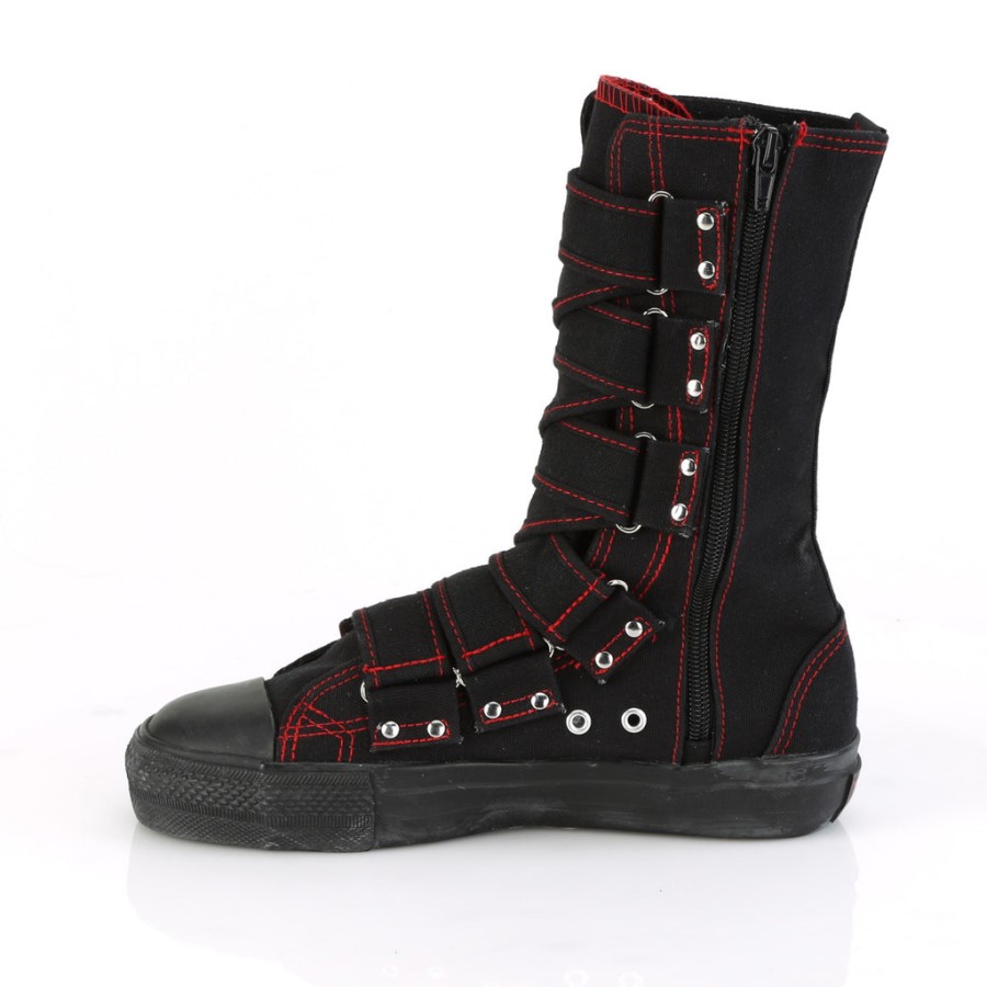 Deviant-207 Demonia Australia Black Canvas-Red