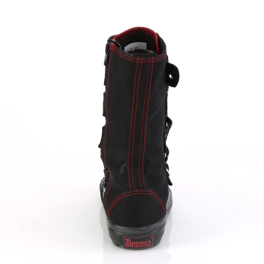 Deviant-207 Demonia Australia Black Canvas-Red