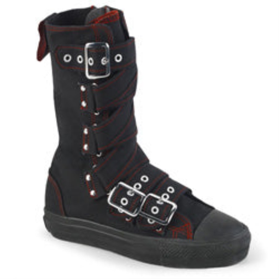 Deviant-207 Demonia Australia Black Canvas-Red