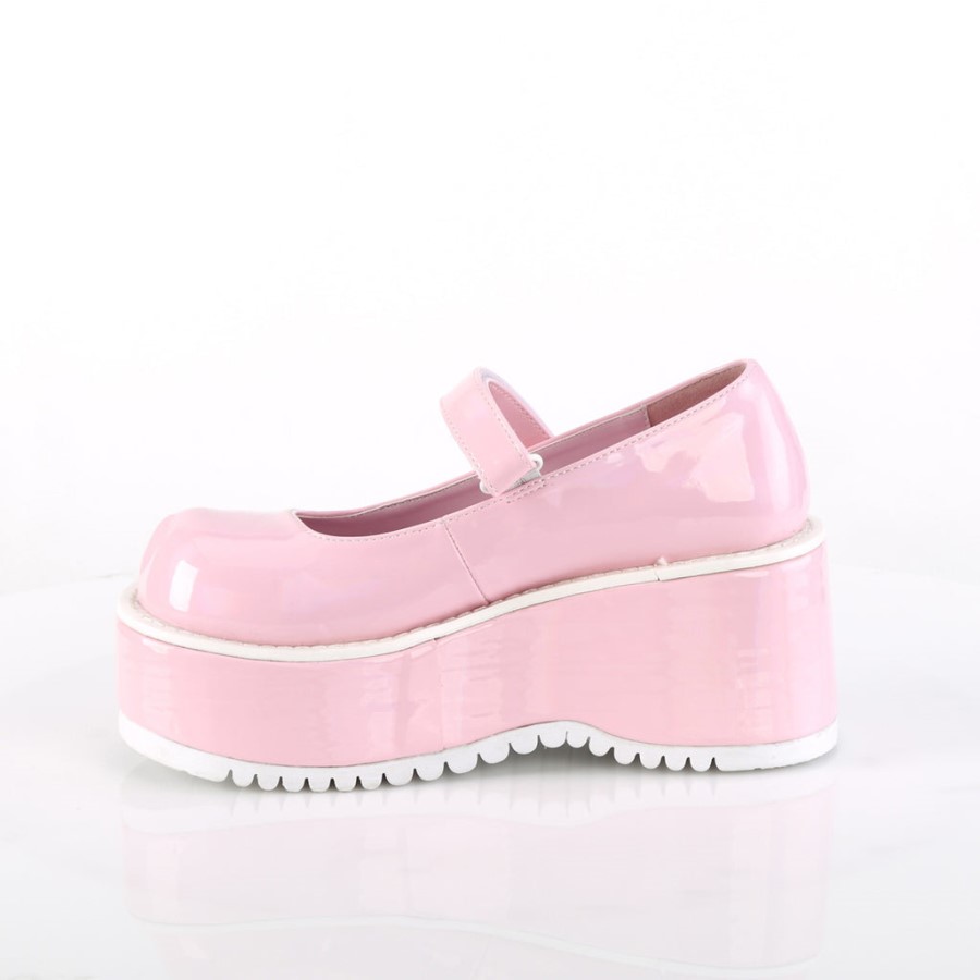 Dollie-01 Demonia Australia Baby Pink Holo Patent