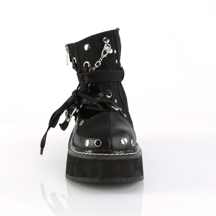 Emily-317 Demonia Australia Black Canvas-Vegan Leather
