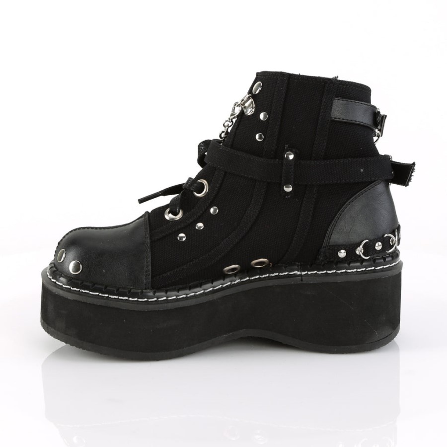 Emily-317 Demonia Australia Black Canvas-Vegan Leather
