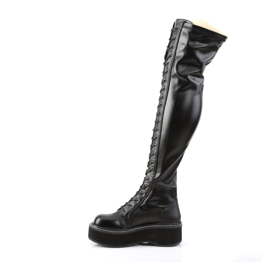 Emily-375 Demonia Australia Black Str Vegan Leather