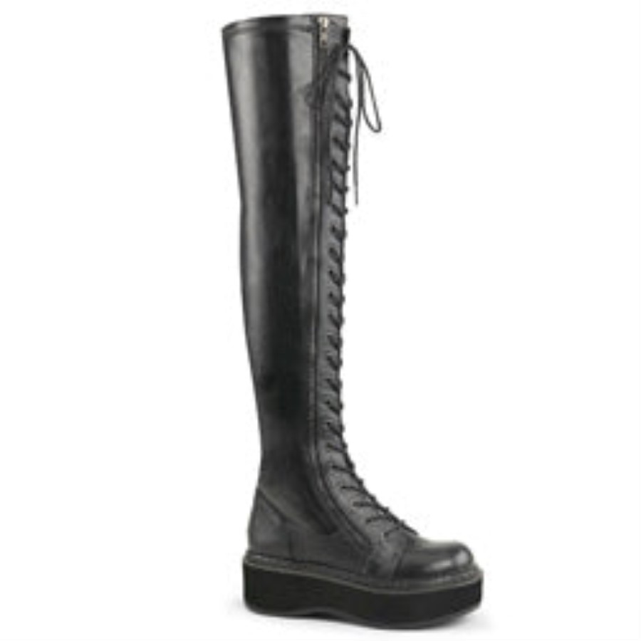 Emily-375 Demonia Australia Black Str Vegan Leather