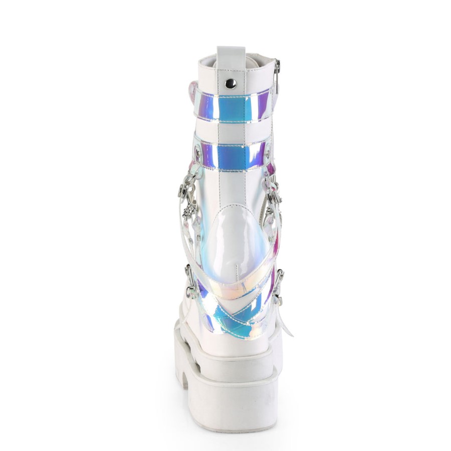 Eternal-115 White Veganleather-Patent Demonia Australia