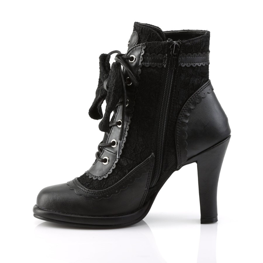 Glam-200 Black Vegan Leather-Lace Demonia Australia