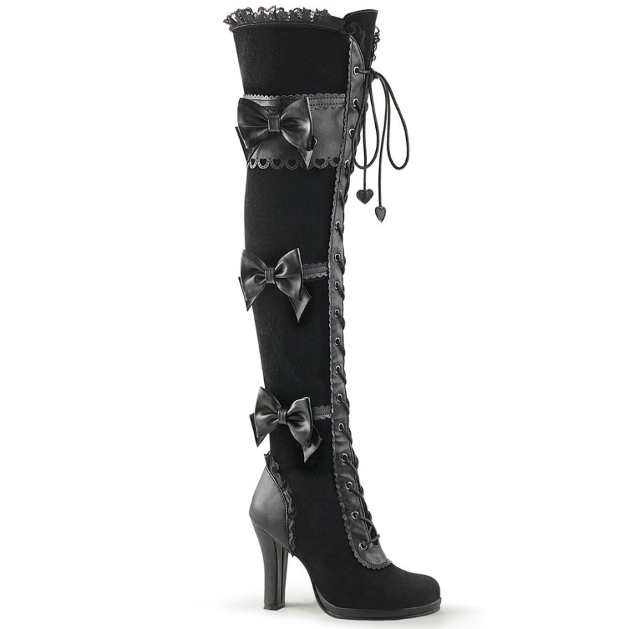 Glam-300 Demonia Australia Black Vegan Leather-Velvet