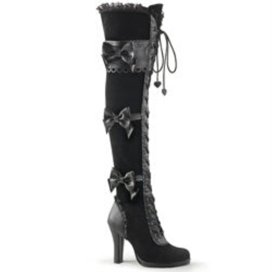 Glam-300 Demonia Australia Black Vegan Leather-Velvet