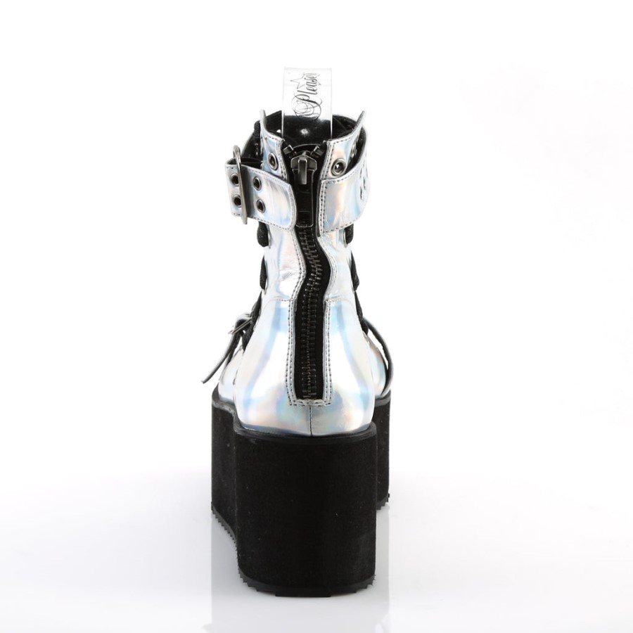 Grip-105 Demonia Australia Silver Hologram Vegan Leather