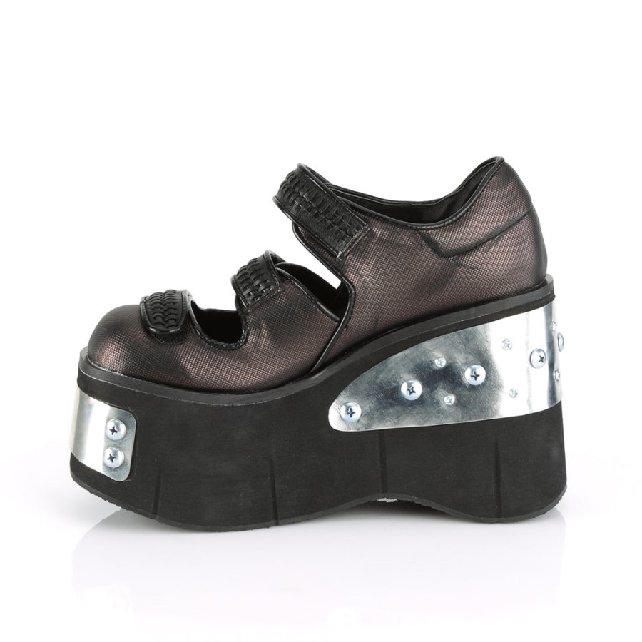 Kera-13 Demonia Australia Black-Pewter Vegan Leather