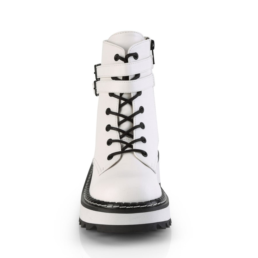 Lilith-152 Demonia Australia White Vegan Leather