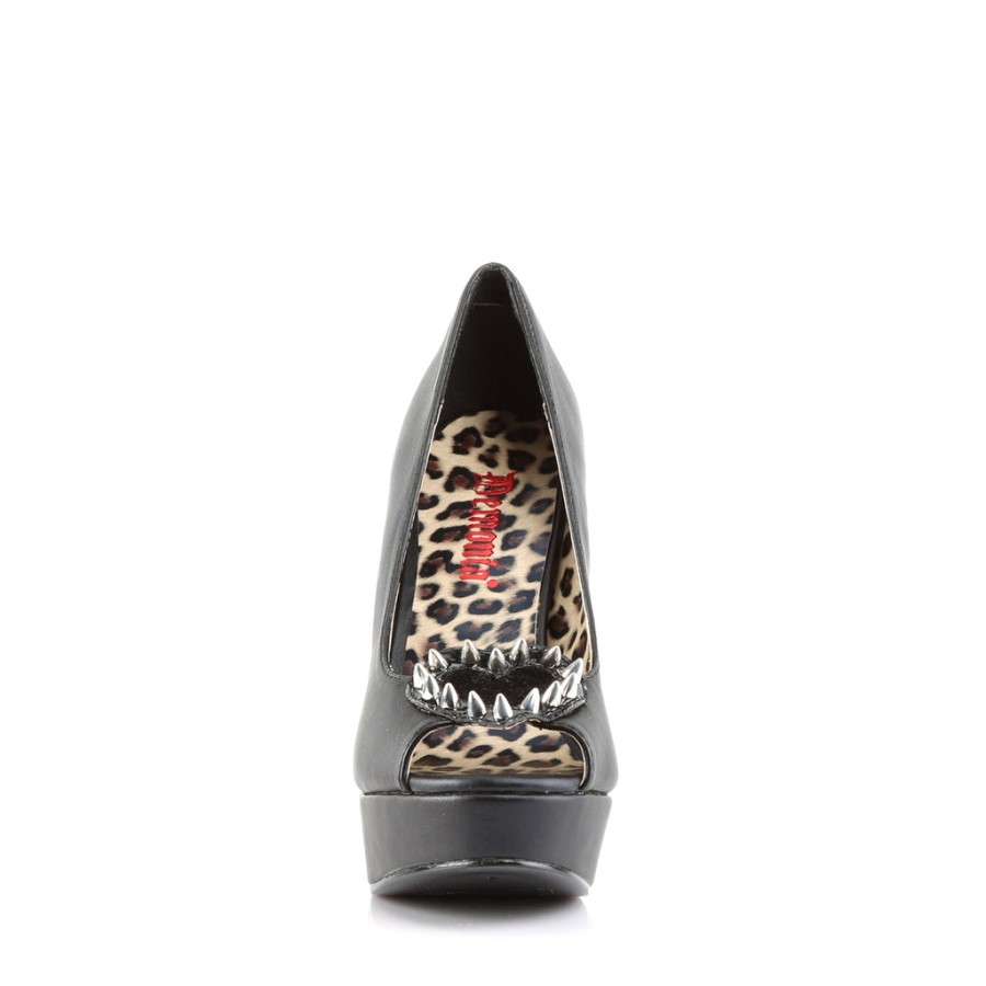 Pixie-17 Black Vegan Leather-Pony Faux Fur Demonia Australia