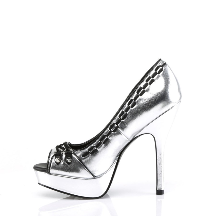 Pixie-18 Demonia Australia Silver Vegan Leather