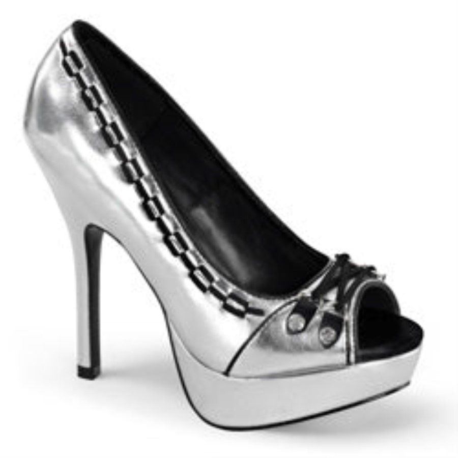 Pixie-18 Demonia Australia Silver Vegan Leather