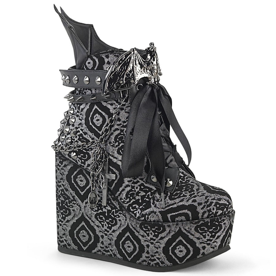 Poison-107 Silver Faux Nubuck Leather Demonia Australia