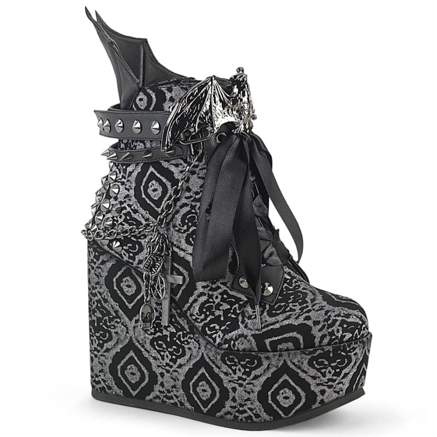 Poison-107 Silver Faux Nubuck Leather Demonia Australia