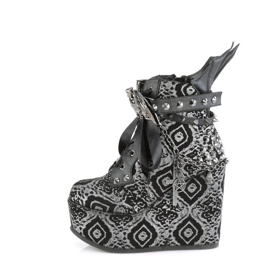 Poison-107 Silver Faux Nubuck Leather Demonia Australia