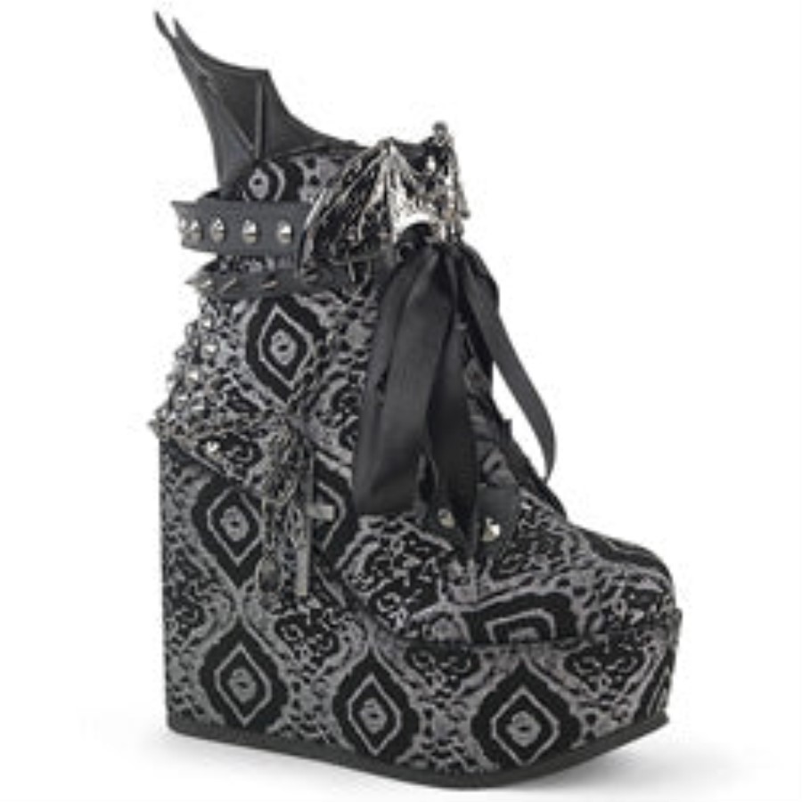 Poison-107 Silver Faux Nubuck Leather Demonia Australia
