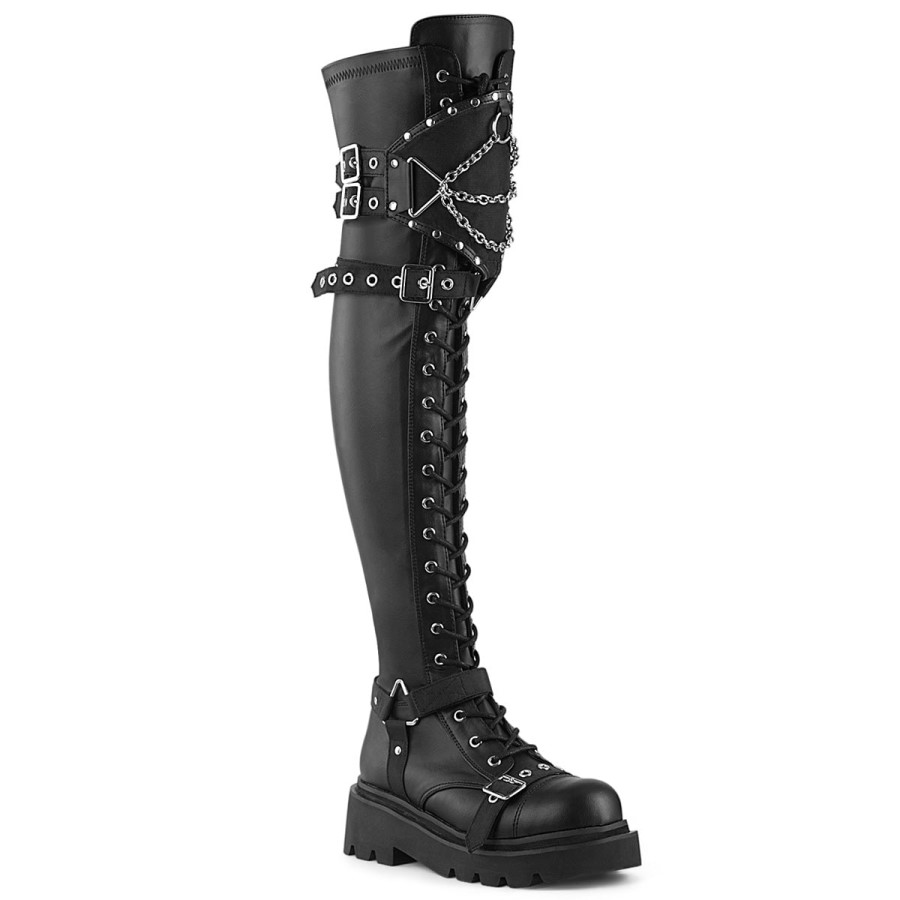 Renegade-320 Black Stretch Vegan Leather Demonia Australia