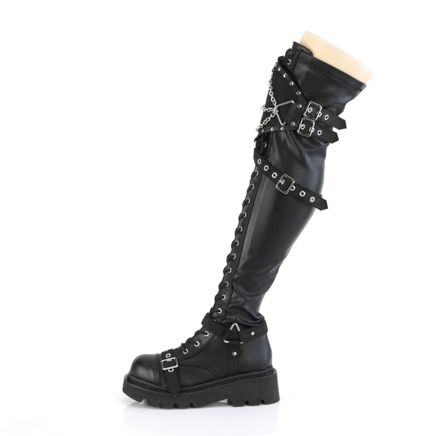 Renegade-320 Black Stretch Vegan Leather Demonia Australia