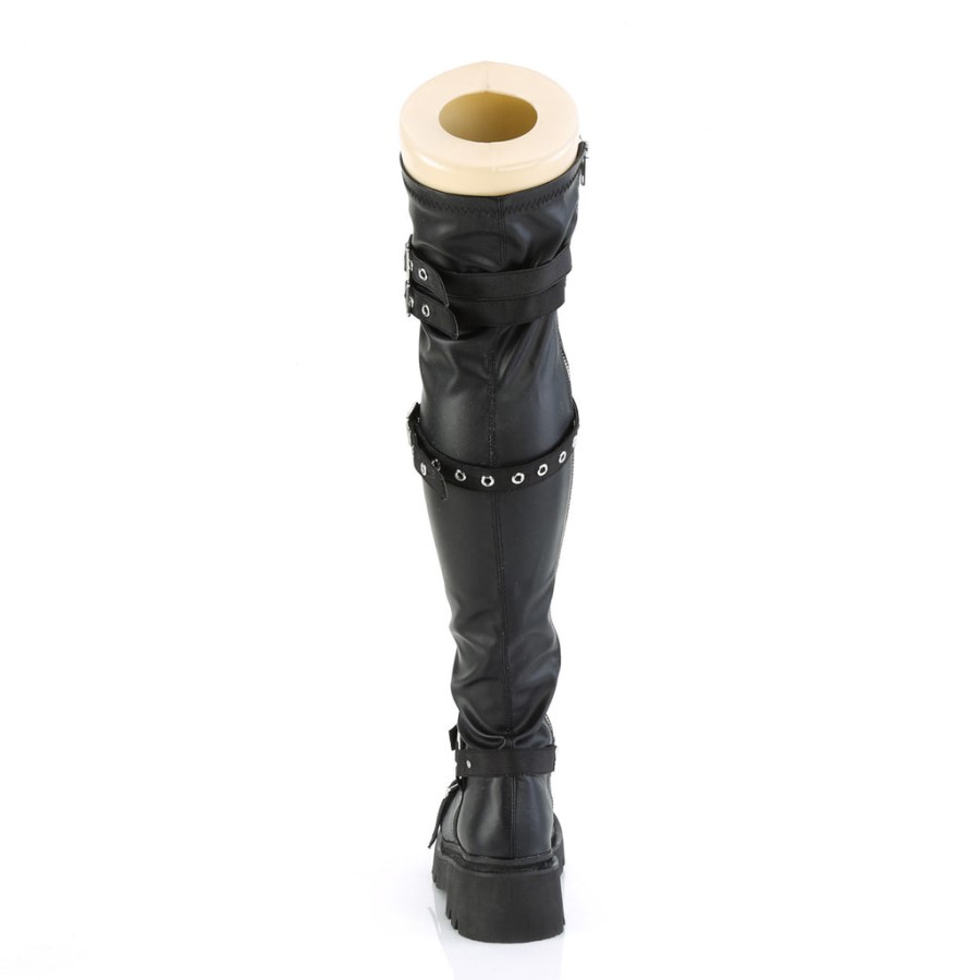 Renegade-320 Black Stretch Vegan Leather Demonia Australia