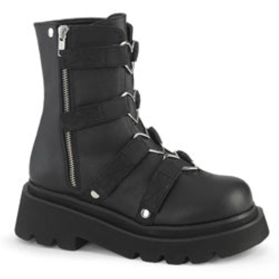 Renegade-50 Black Vegan Leather-Nylon Demonia Australia