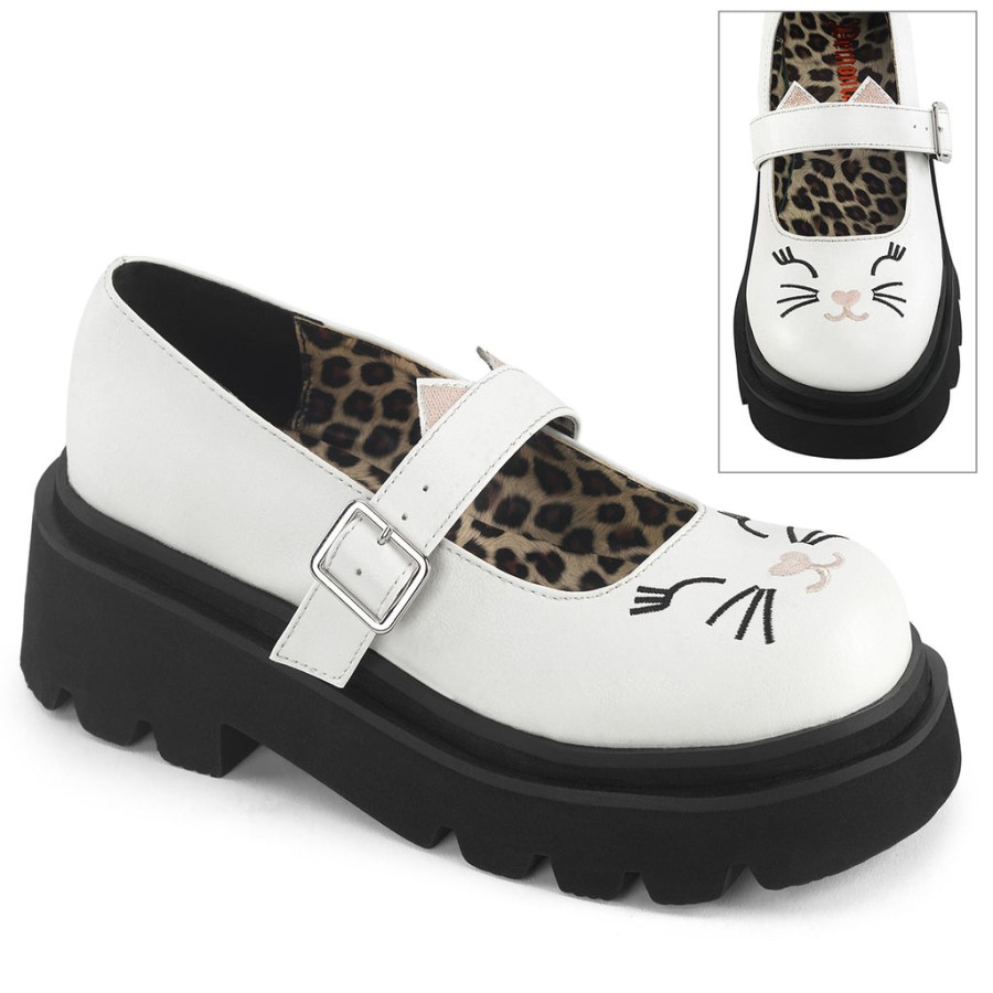 Renegade-56 Demonia Australia White Vegan Leather