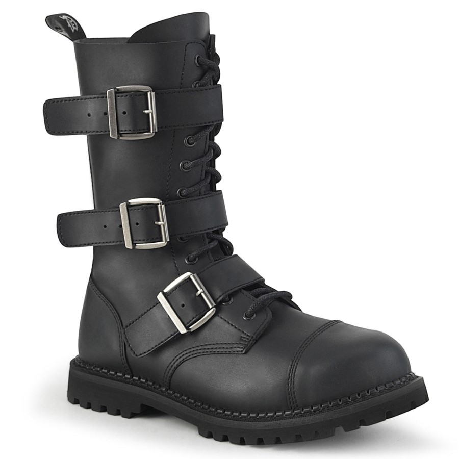 Riot-12Bk Black Vegan Leather Demonia Australia