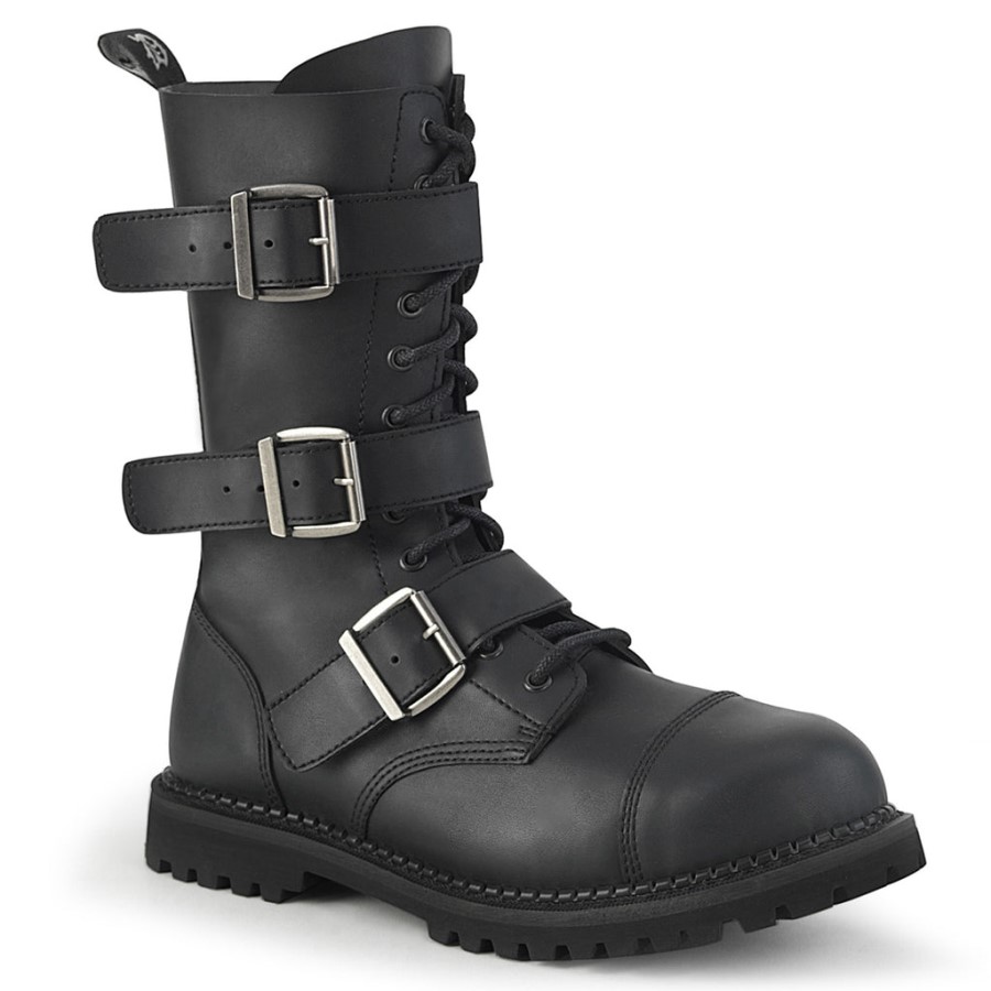 Riot-12Bk Black Vegan Leather Demonia Australia