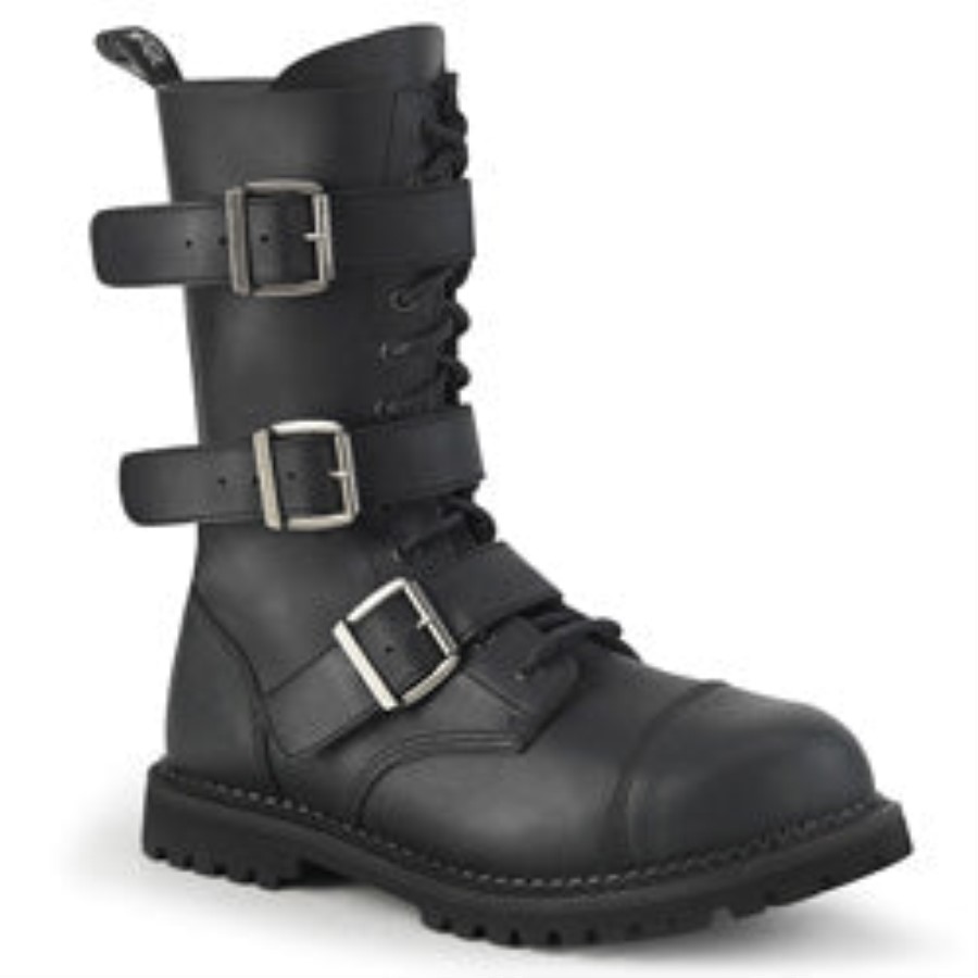 Riot-12Bk Black Vegan Leather Demonia Australia