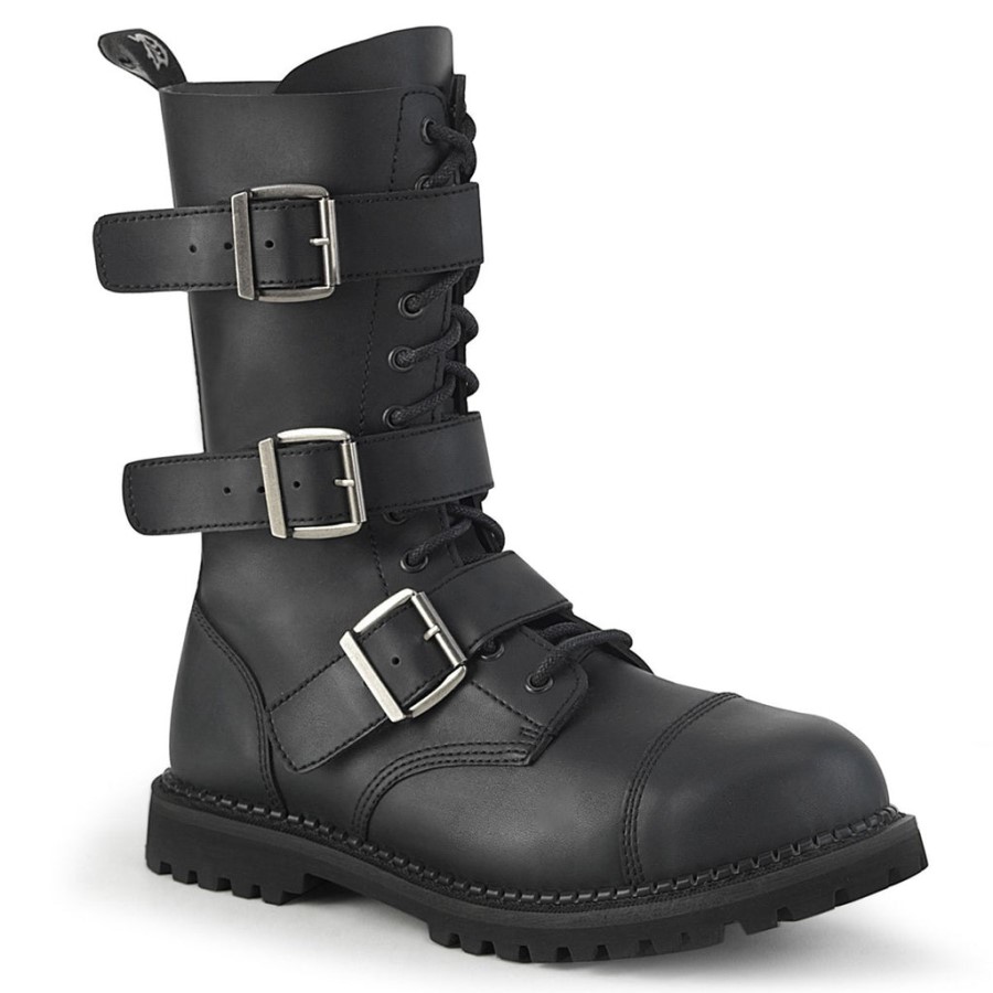 Riot-12Bk Black Vegan Leather Demonia Australia
