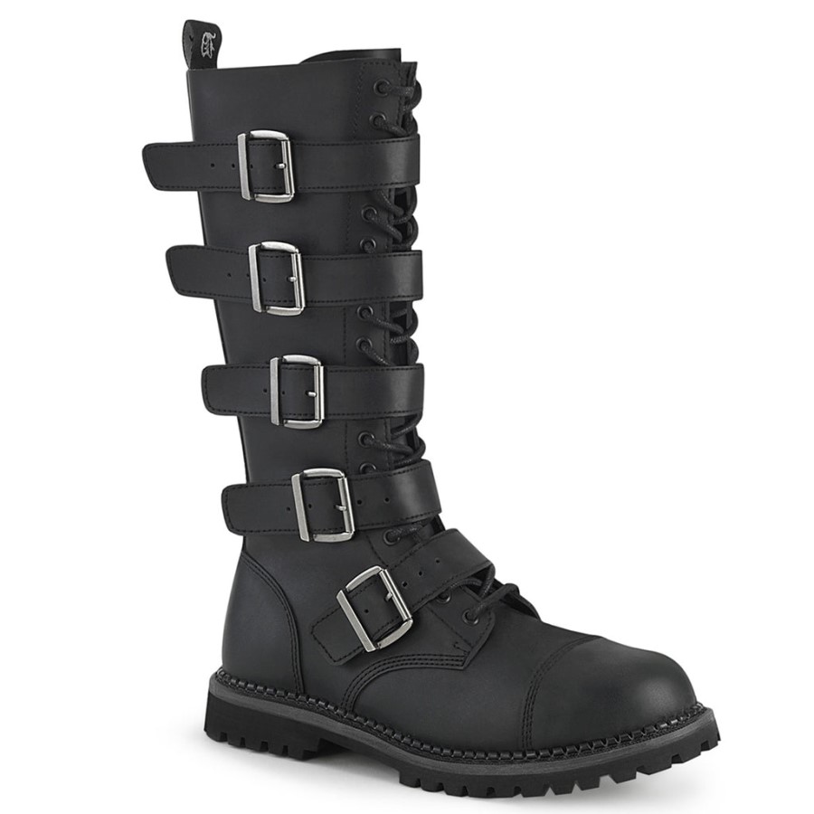 Riot-18Bk Demonia Australia Black Vegan Leather