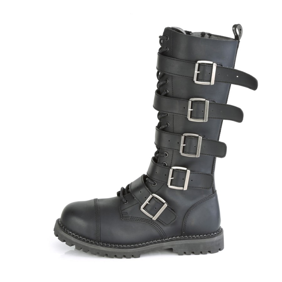 Riot-18Bk Demonia Australia Black Vegan Leather