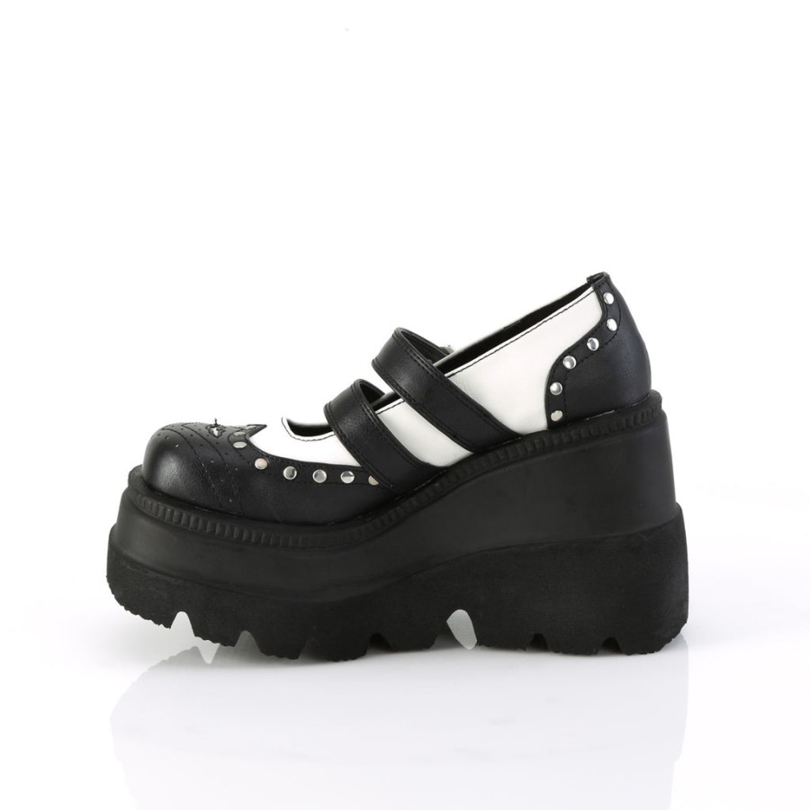 Shaker-27 Black-White Vegan Leather Demonia Australia