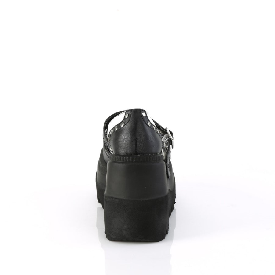 Shaker-27 Black-White Vegan Leather Demonia Australia