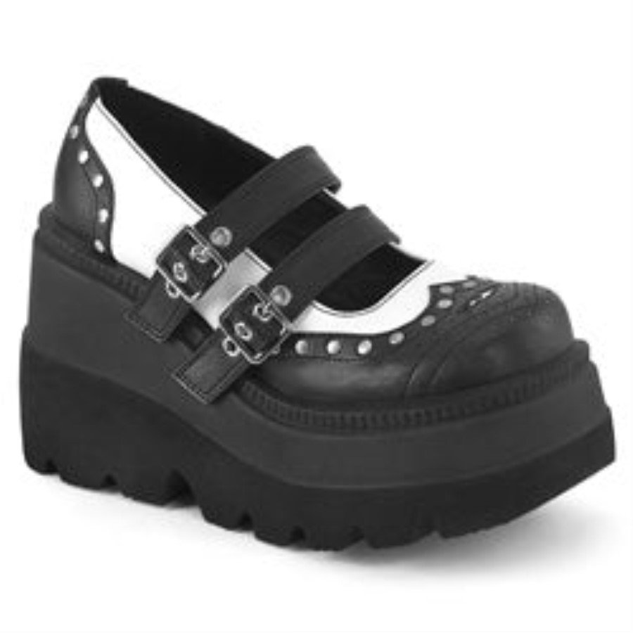 Shaker-27 Black-White Vegan Leather Demonia Australia