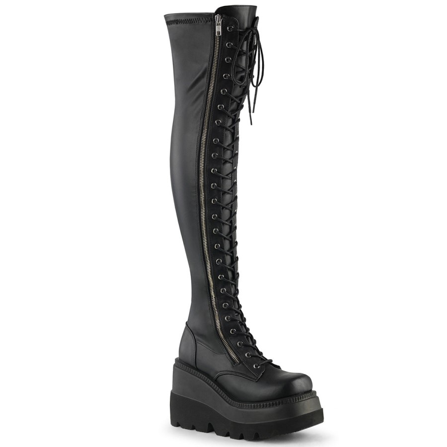 Shaker-374 Demonia Australia Black Str Vegan Leather