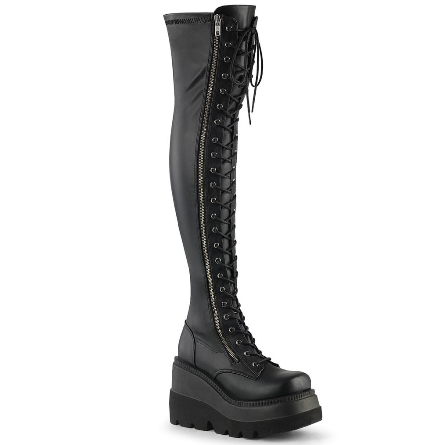 Shaker-374 Demonia Australia Black Str Vegan Leather