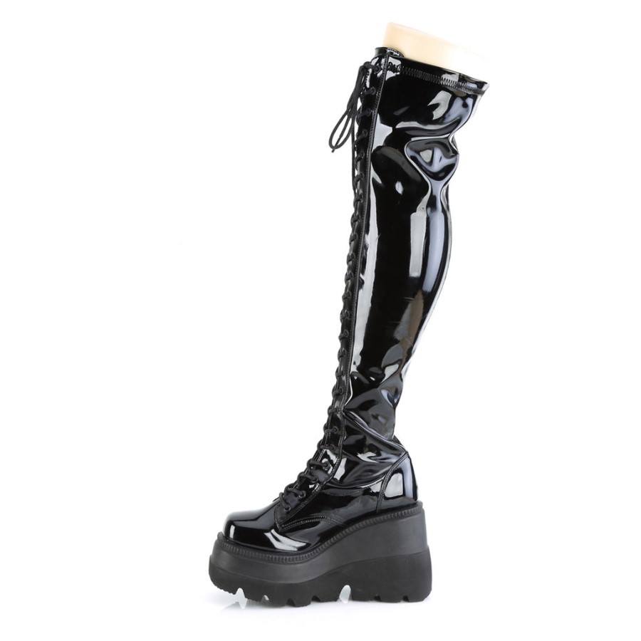 Shaker-374 Demonia Australia Black Stretch Patent