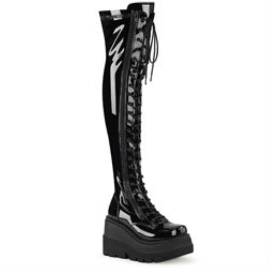 Shaker-374 Demonia Australia Black Stretch Patent