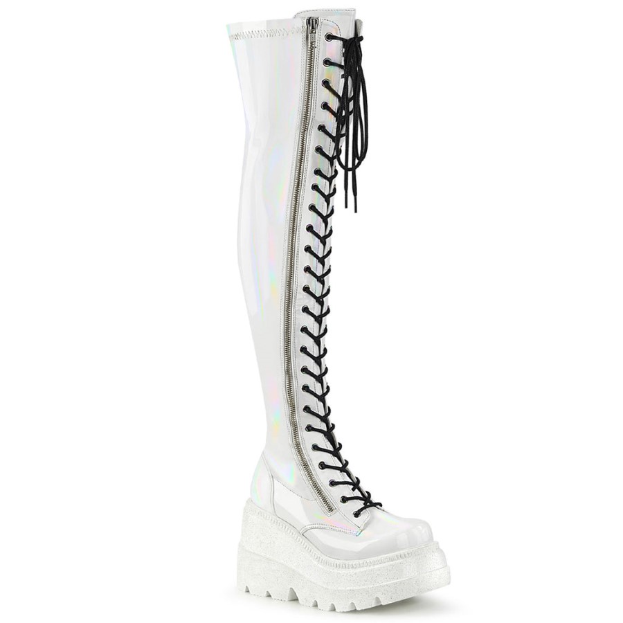 Shaker-374 White Hologram Stretch Patent Demonia Australia