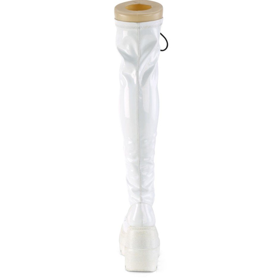 Shaker-374 White Hologram Stretch Patent Demonia Australia