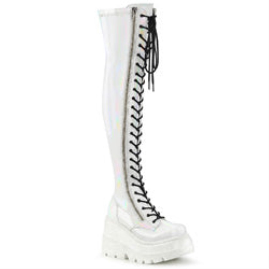 Shaker-374 White Hologram Stretch Patent Demonia Australia