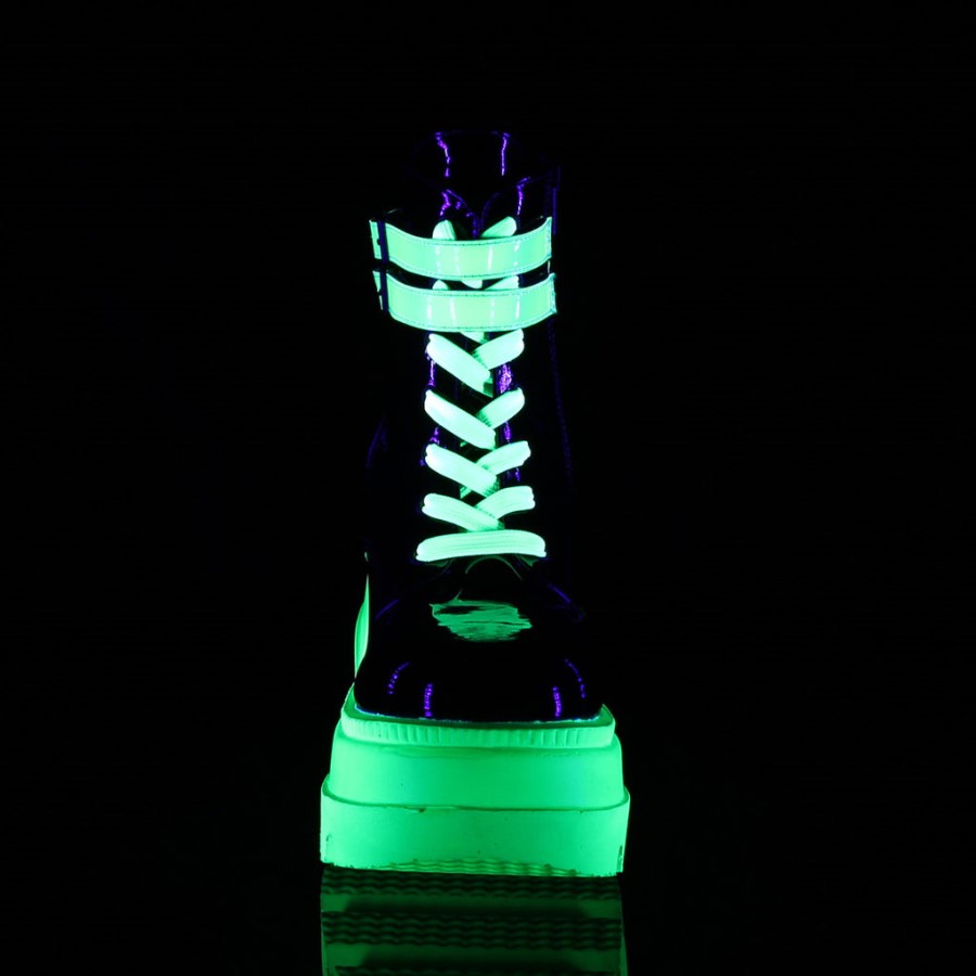 Shaker-52 Black Patent-U V Neon Green Demonia Australia