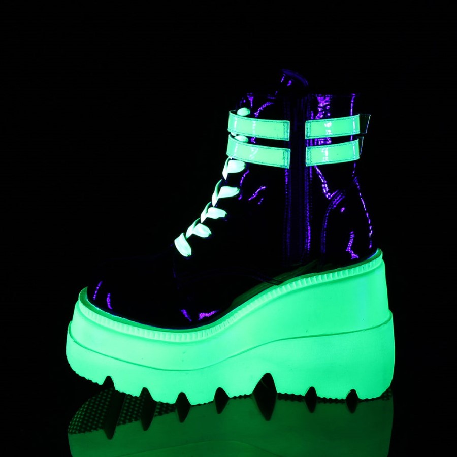 Shaker-52 Black Patent-U V Neon Green Demonia Australia
