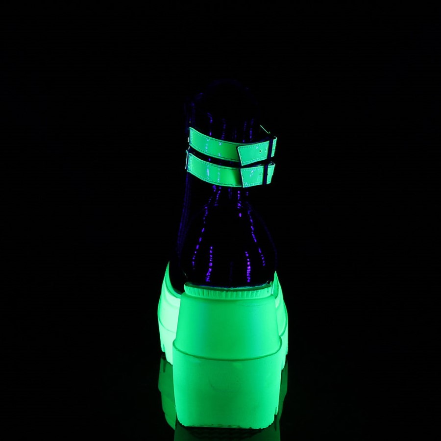 Shaker-52 Black Patent-U V Neon Green Demonia Australia