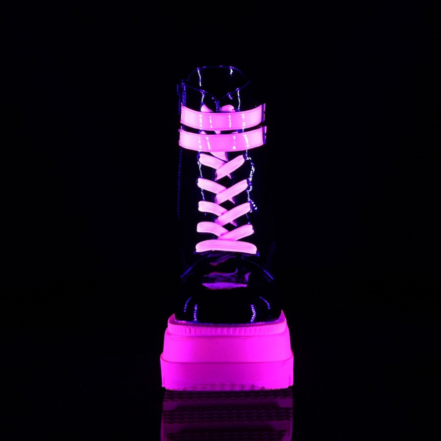 Shaker-52 Black Patent-U V Neon Pink Demonia Australia