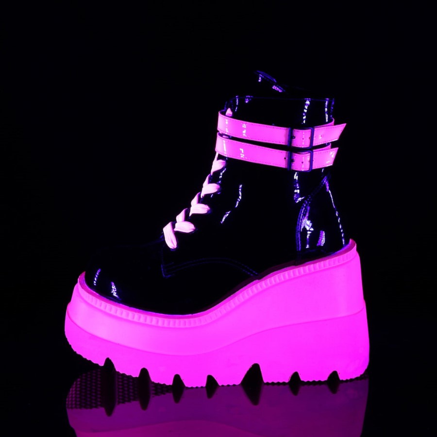 Shaker-52 Black Patent-U V Neon Pink Demonia Australia