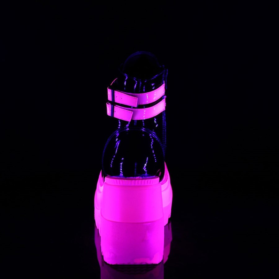 Shaker-52 Black Patent-U V Neon Pink Demonia Australia