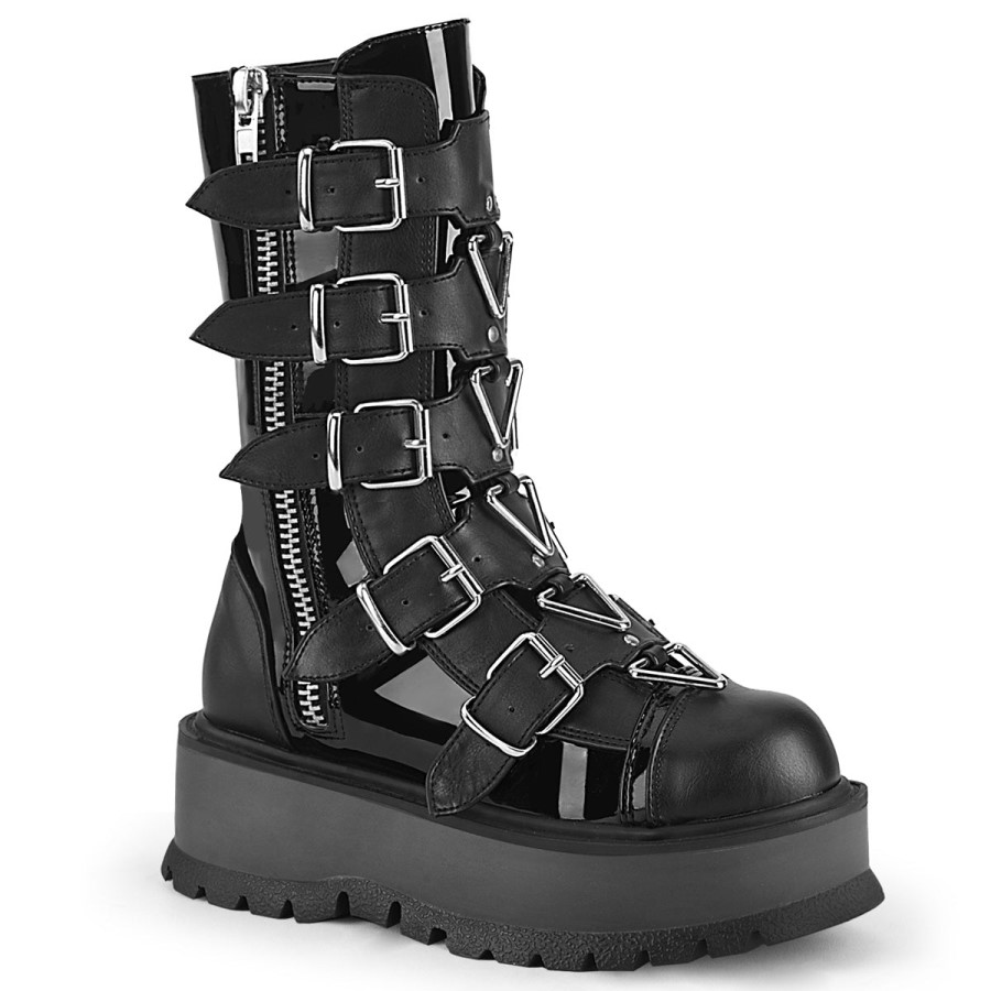 Slacker-160 Black Patent-Vegan Leather Demonia Australia